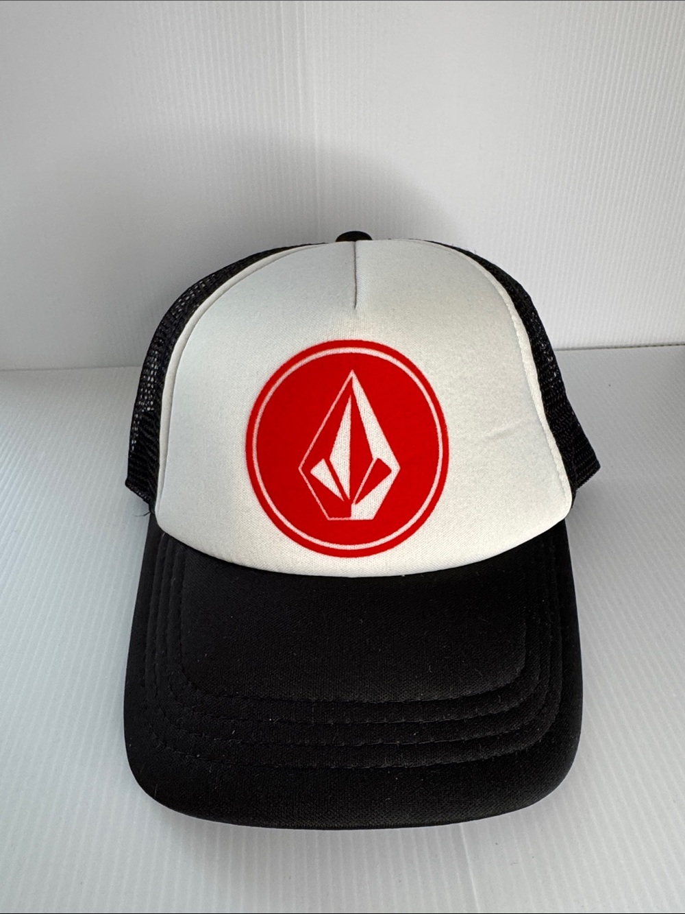 Volcom Black White Red Logo Trucker Hat
